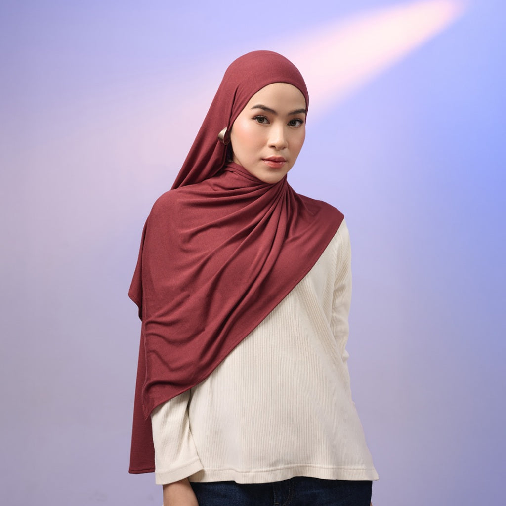 Meccanism Lily Pashmina Instan – Spandex Rayon Cooltech Airflow, Bahan Adem & Lentur Hijab Kaos Premium