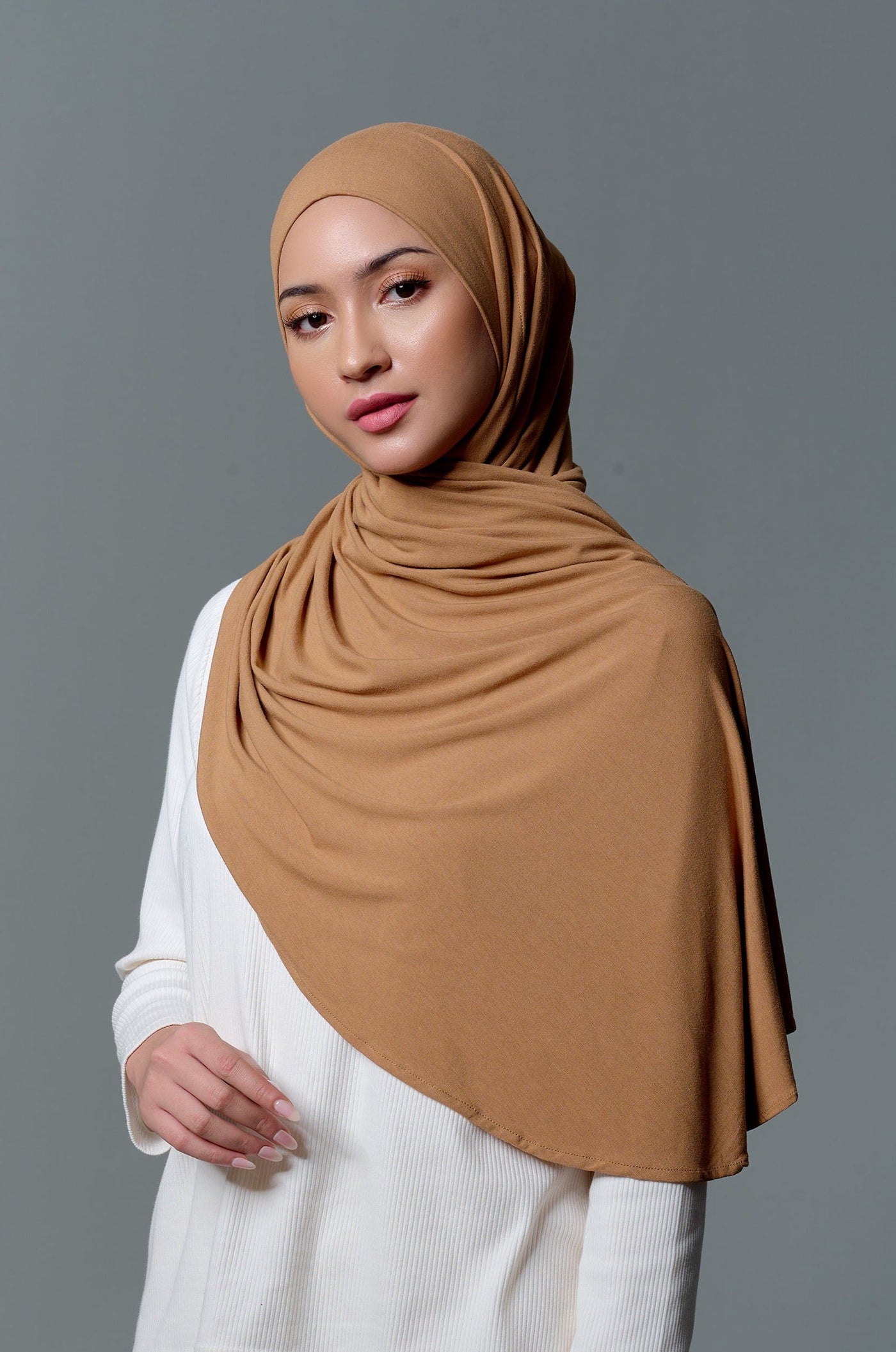 [Anniversary Sale] MECCANISM - QUEENZA SPANDEX COCOA PASHMINA INSTAN